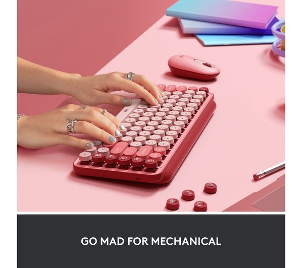 LOGITECH POP Keys Wireless Mechanical Keyboard Heartbreaker Rose