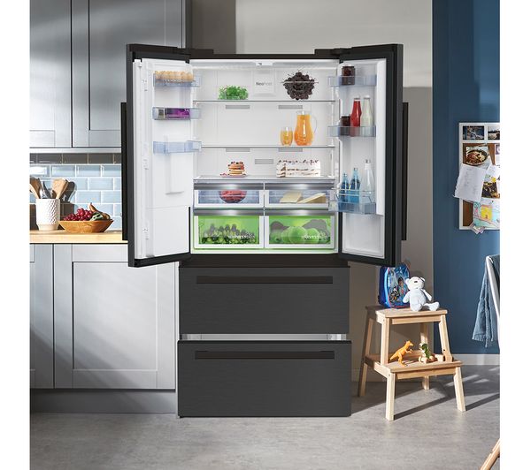 Beko Pro Harvestfresh Gne Dvpz Fridge Freezer Black Steel