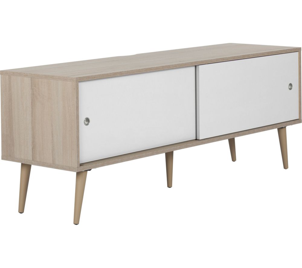 OUTLINE Retro 1400 mm TV Stand - Oak & White, White