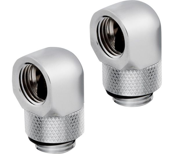 Corsair Hydro X Series Xf 90° Rotary Fitting Adapter G1 4 Chrome Pack Of 2