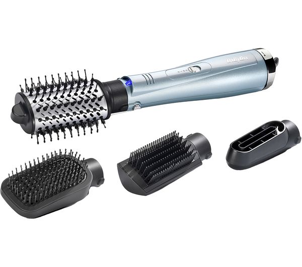 Image of BABYLISS 2774U Hydro-Fusion Anti-Frizz 4-in-1 Hair Dryer Brush - Silver & Black