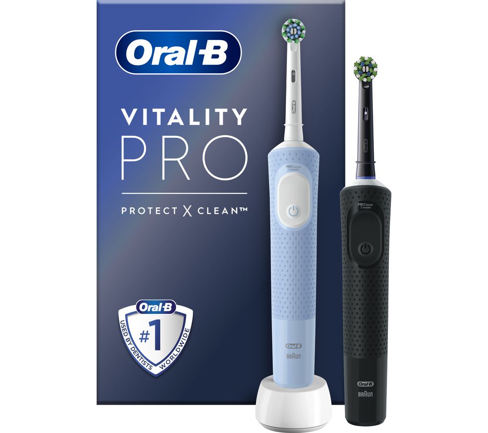 Vitality Pro Electric Toothbrush - Black & Blue Duo