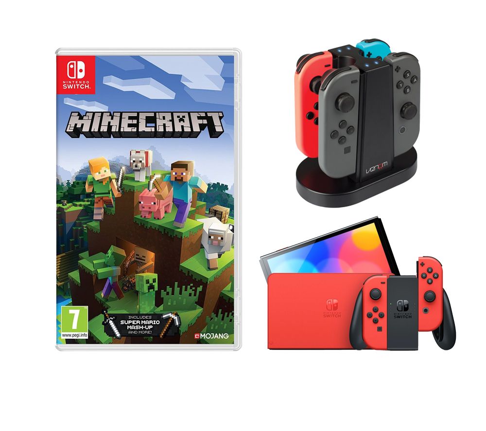 Switch OLED (Mario Red Edition), Minecraft & VS4796 Nintendo Switch Bundle