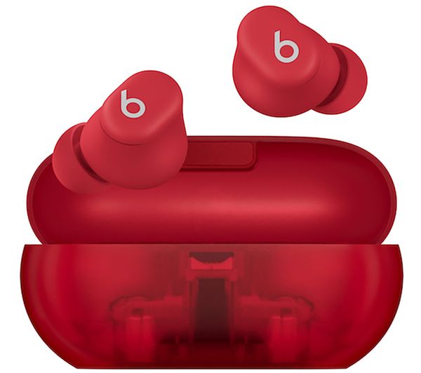 An image of BEATS Solo Buds Wireless Bluetooth Refurbished Earbuds - Transparent Red (Excellent Condition)