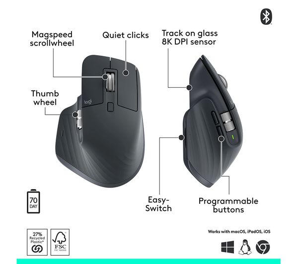 LOGITECH MX Master 3S Bluetooth Edition Wireless Darkfield Mouse