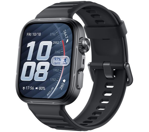 An image of HUAWEI Watch Fit 5 Pro - Titanium Black with Black Fluoroelastomer Strap