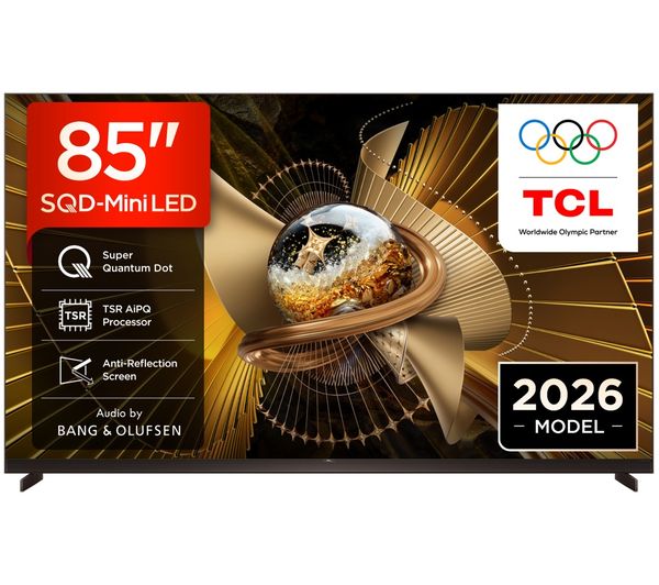 A product from TCL X11L 85" SQD-Mini LED 4K HDR Smart Google TV 2026 - 85X11L-UK, ONE FOR ALL WM5650 Full Motion 42-100" TV Bracket, and SANDSTROM S150AVC20 Screen Cleaner