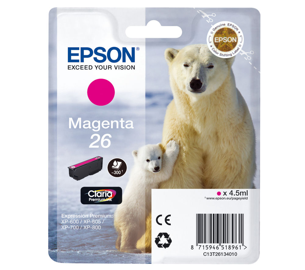 EPSON Polar Bear T2613 Magenta Ink Cartridge, Magenta