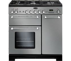 RANGEMASTER Kitchener 90 Dual Fuel Range Cooker - Stainless Steel & Chrome