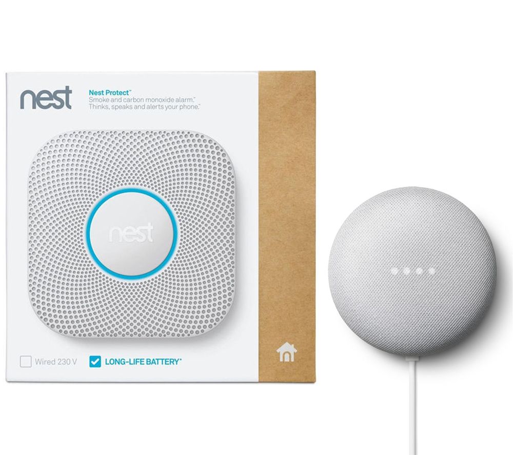 GOOGLE Nest Protect Smoke and CO Alarm & Chalk Nest Mini Bundle, Yellow