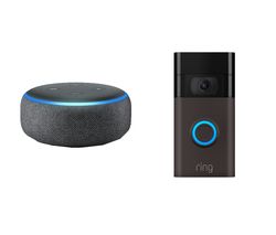 Echo Dot (2018) Charcoal & Ring Video Doorbell 1 (2nd Gen) Bronze Bundle