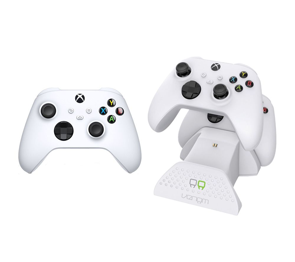 Wireless Controller (White) & VS2871 Xbox Series X/S & Xbox One Twin Docking Station (White) Bundle