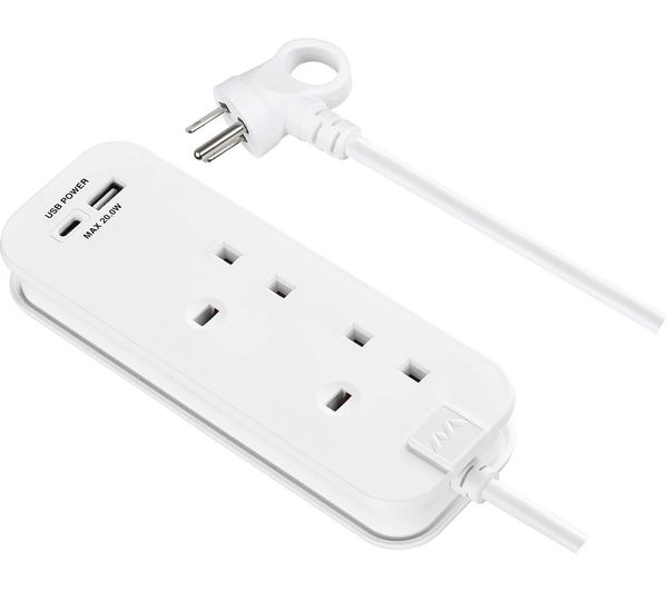 Masterplug Tausa2uac20 2 Socket Extension Lead With Usb