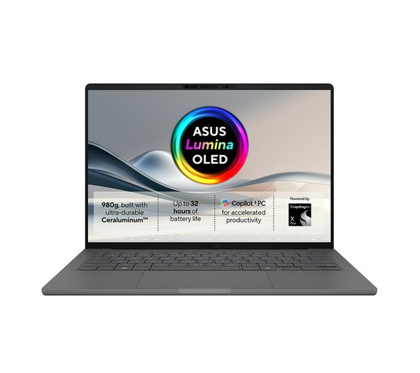 ASUS Zenbook A14 UX3407QA 14" Laptop, Copilot+ PC - Snapdragon X Plus, 1 TB SSD, Iceland Grey