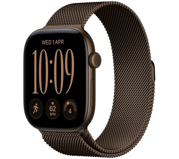 An image of APPLE Watch Series 12 - 46 mm Dark Bronze Aluminum Case with Dark Bronze Milanese Loop, M/L