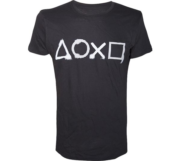 PLAYSTATION Buttons Artwork Printed T-Shirt - Large, Black, Black