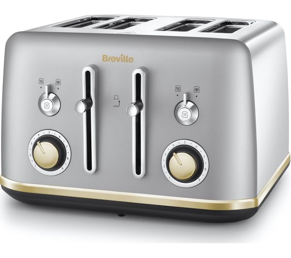 Image of BREVILLE Mostra VTT929 4-Slice Toaster - Silver & Gold