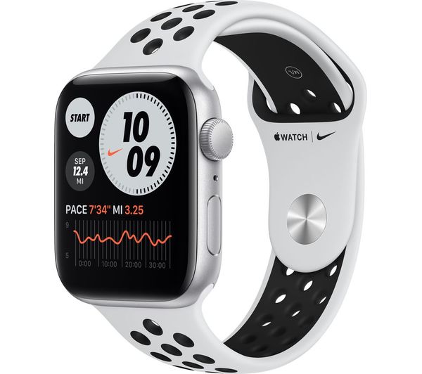 APPLE Watch SE - Silver with Pure Platinum & Black Nike Sports Band, 40 mm