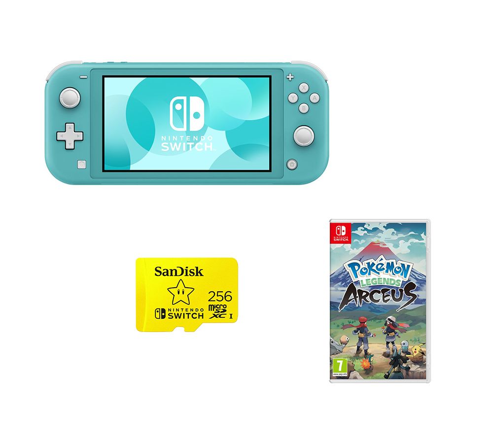 NINTENDO Switch Lite Turquoise, Pokemon Legends Arceus & SanDisk 256