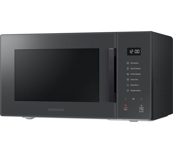 samsung glass front ms23t5018ac eu 23 litre solo microwave charcoal