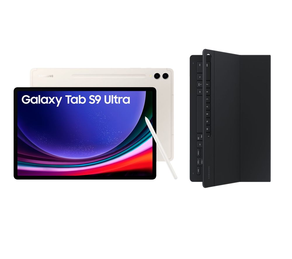 Galaxy Tab S9 Ultra 14.6" Tablet (256 GB, Beige) & Galaxy Tab S9 Ultra Slim Book Cover Keyboard Case Bundle
