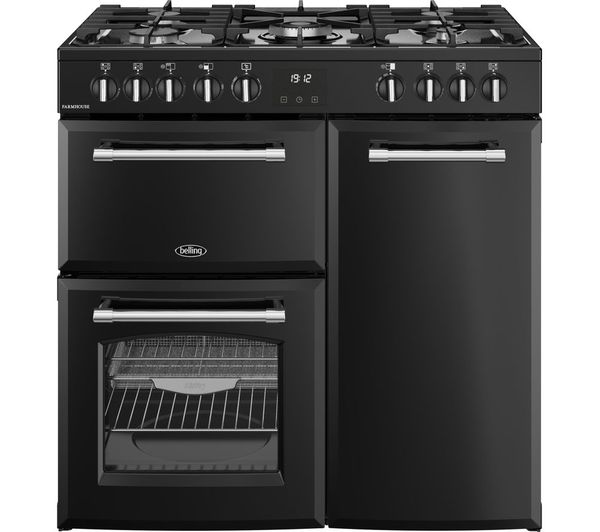 Belling Farmhouse 90df Dual Fuel Range Cooker Black Chrome
