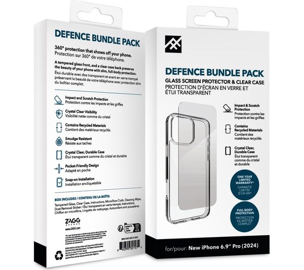 Defence Iphone 16 Pro Max Case Screen Protector Bundle Clear