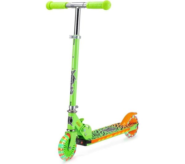 Xootz Wild Rider Tiger Led Kids Kick Scooter Green