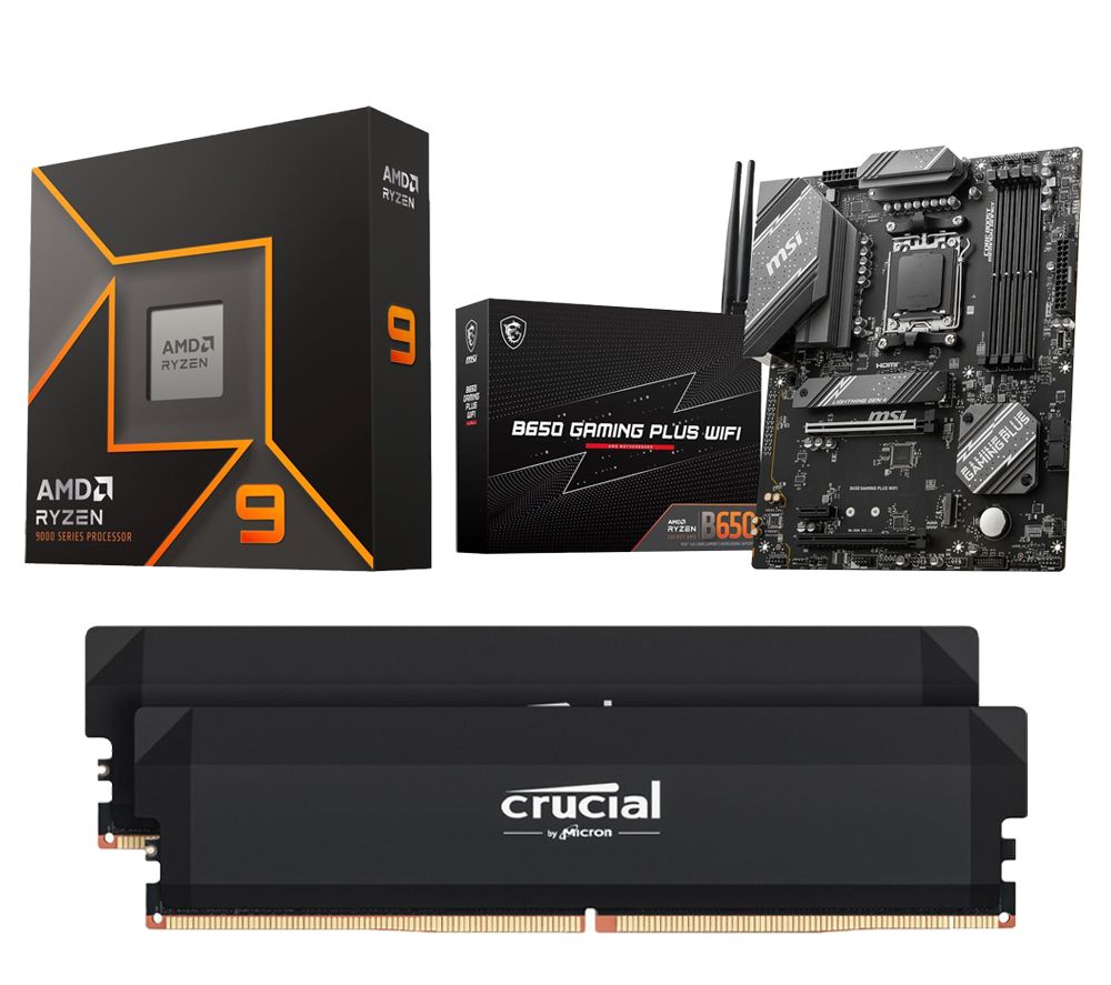 Ryzen 7 9700X Processor, B650 GAMING PLUS WIFI AM5 Motherboard & Pro Overclocking 32 GB 6000 MHz DDR5 Memory Kit Bundle