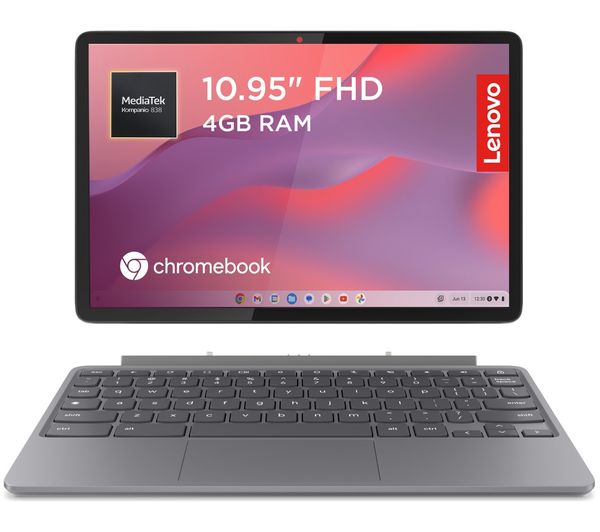 An image of LENOVO 83HH003EUK Duet 10.95" 2 in 1 Chromebook - MediaTek Kompanio, 128 GB eMMC, Grey