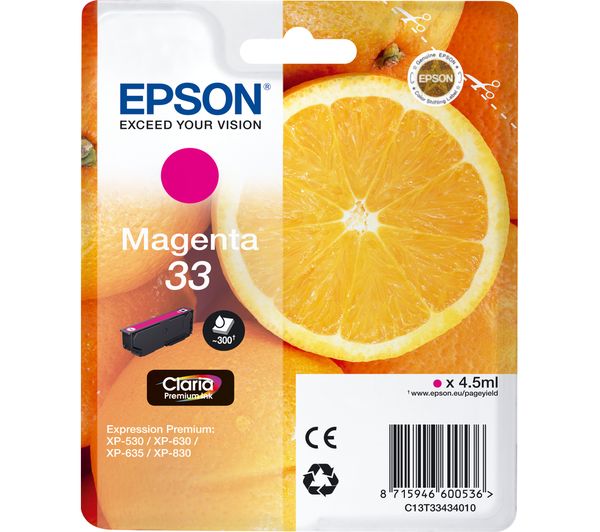 Image of EPSON No. 33 Oranges Magenta Ink Cartridge
