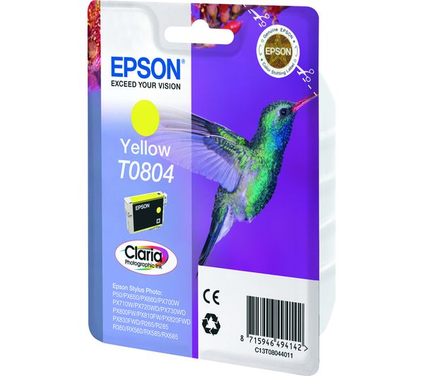EPSON T0804 Hummingbird Yellow Ink Cartridge, Yellow