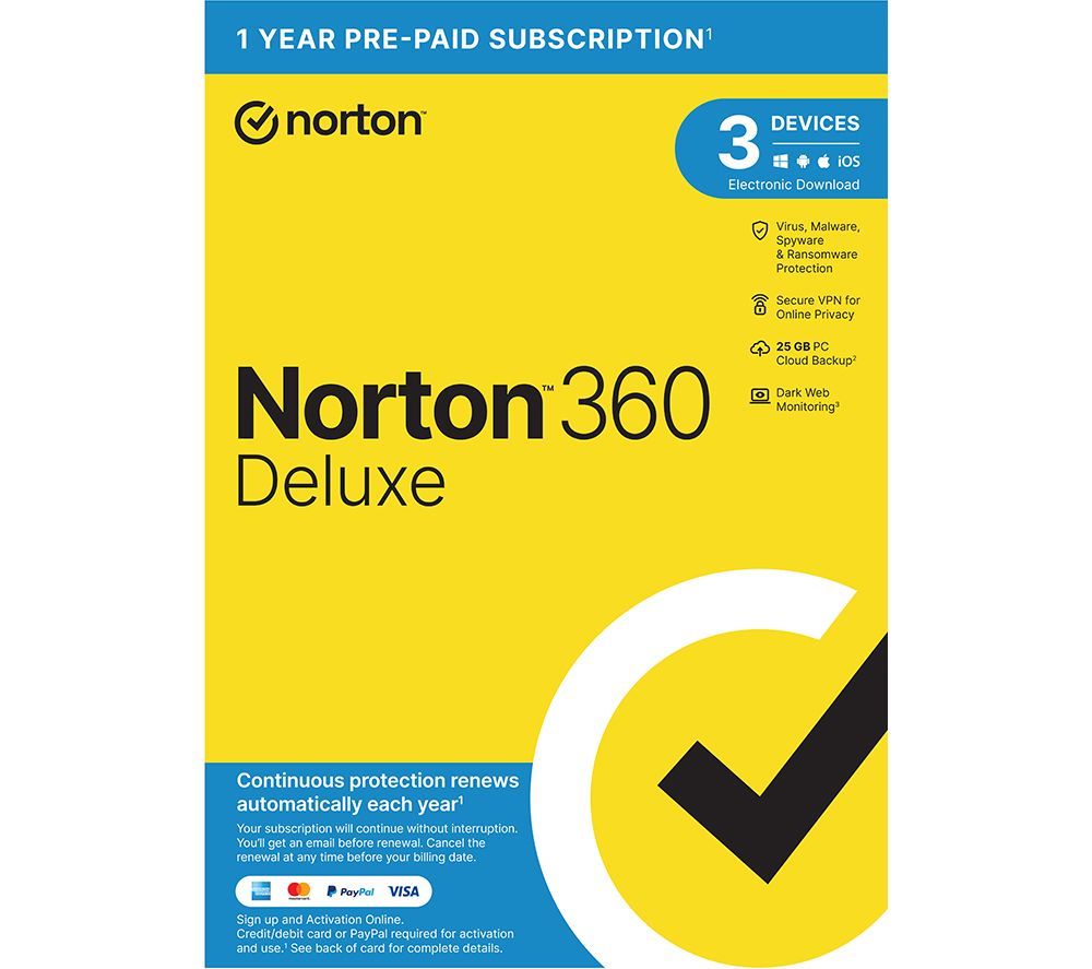 NORTON 360 Deluxe - 1 year for 3 devices