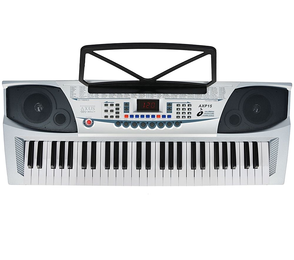 AXUS AXP15 Portable Electronic Keyboard - Silver & Black