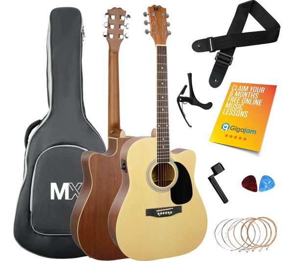 3rd Avenue Mx Cutaway Premium Electro Acoustic Guitar Bundle Natural