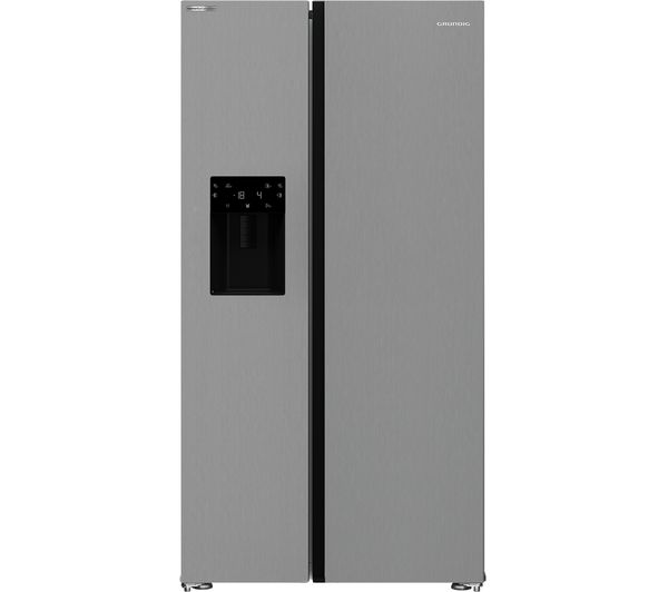 Image of GRUNDIG GSBSPDM5FVN American-Style Fridge Freezer - Brushed Steel