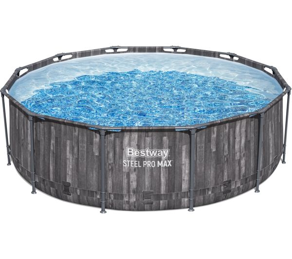An image of BESTWAY 12ft Steel Pro Max BW5614XGB Round Swimming Pool - Grey