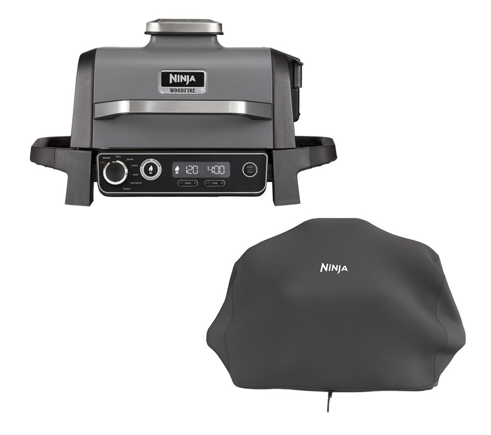 Woodfire OG701UK Outdoor Electric BBQ Grill & Smoker & Grill Cover Bundle – Black