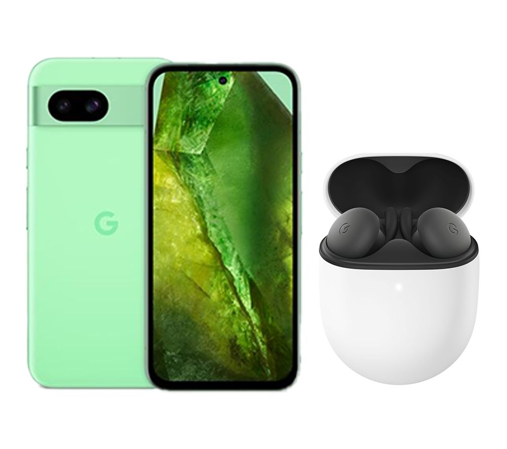 Pixel 8a (128 GB, Aloe) & Pixel Buds A-Series Wireless Bluetooth Earphones (Charcoal) Bundle