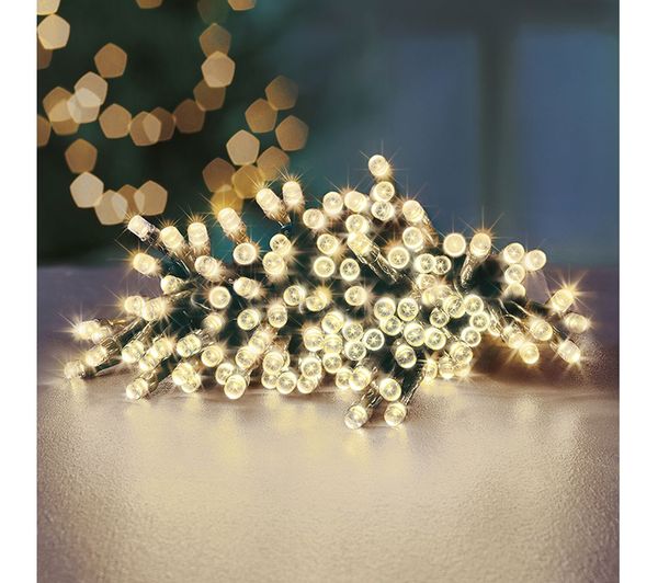 PREMIER 100 Warm White LED Battery String Lights with Timer - 10 m