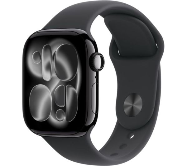 An image of APPLE Refurbished Watch Series 11 - 42 mm Jet Black Aluminium Case with Black Sport Band, S/M (Excellent Condition)