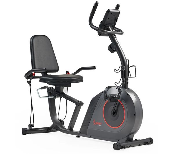 An image of SUNNY HEALTH Smart Bluetooth Recumbent Exercise Bike - Black