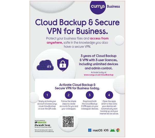 An image of CURRYS' Cloud Backup & Secure VPN for Business - 4 TB, 3 years