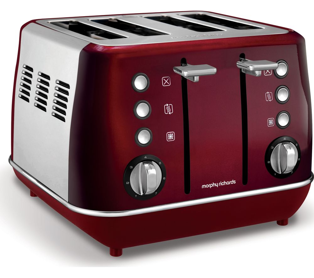 Morphy Richards Vector 4 Slice Toaster 248133 Red Four Slice Toaster Red Toaster