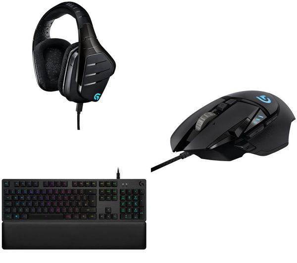 LOGITECH G502 Proteus Spectrum Gaming Mouse, G513 Gaming Keyboard & Artemis Spectrum Headset Bundle, Black