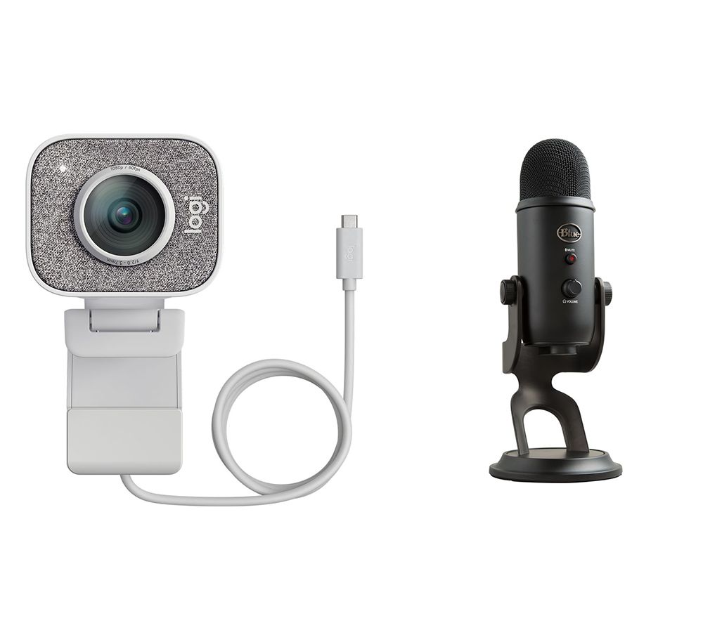 StreamCam Full HD USB-C Webcam & Yeti Professional USB Microphone Bundle - White & Black