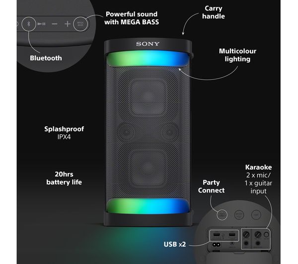 SONY SRS-XP500 Portable Bluetooth Speaker - Black Fast Delivery | Currysie