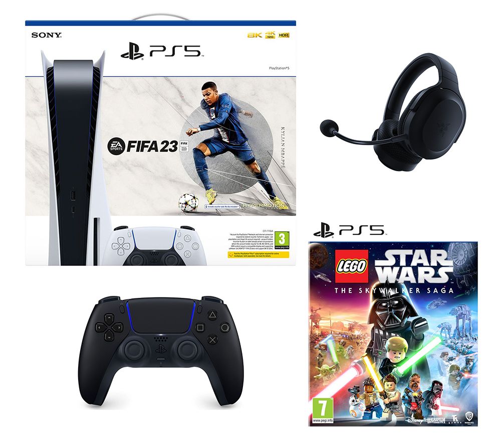 PlayStation 5 with Additional White Controller, Barracuda X 7.1 Headset, FIFA 23 & Lego Star Wars Bundle