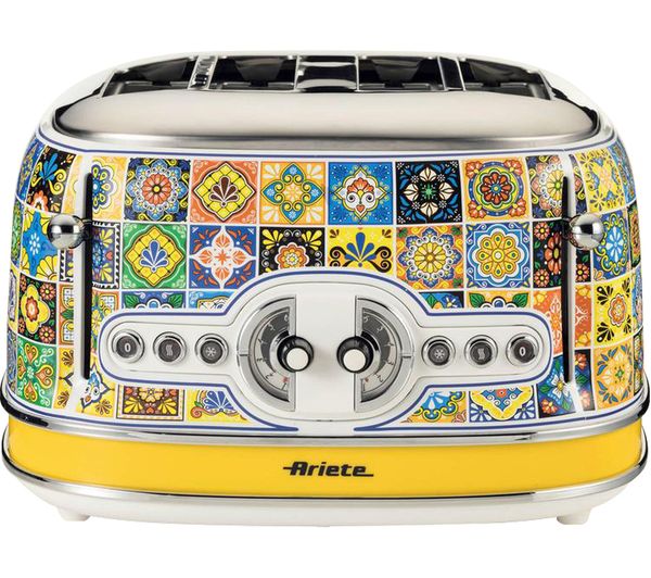 Ariete Positano 0156 0p 4 Slice Toaster Yellow Blue Ariete Positano 0156 0p 4 Slice Toaster Yellow Blue
