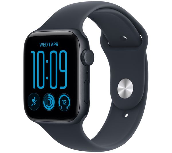 An image of APPLE Watch SE 3 Cellular - 44 mm Midnight Aluminium Case with Navy Blue Sport Band, M/L